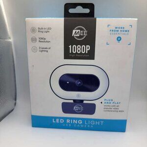 MEE USB Camera 1080P HD Webcam with LED Ring Light & Microphone for PC/Laptop